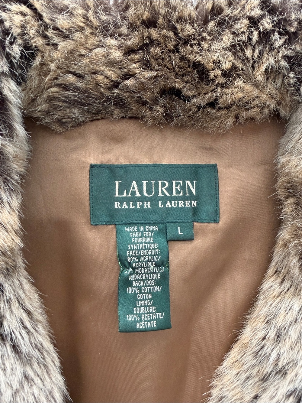 Lauren Ralph Lauren Brown Faux Fur Vest - Picture 2 of 3